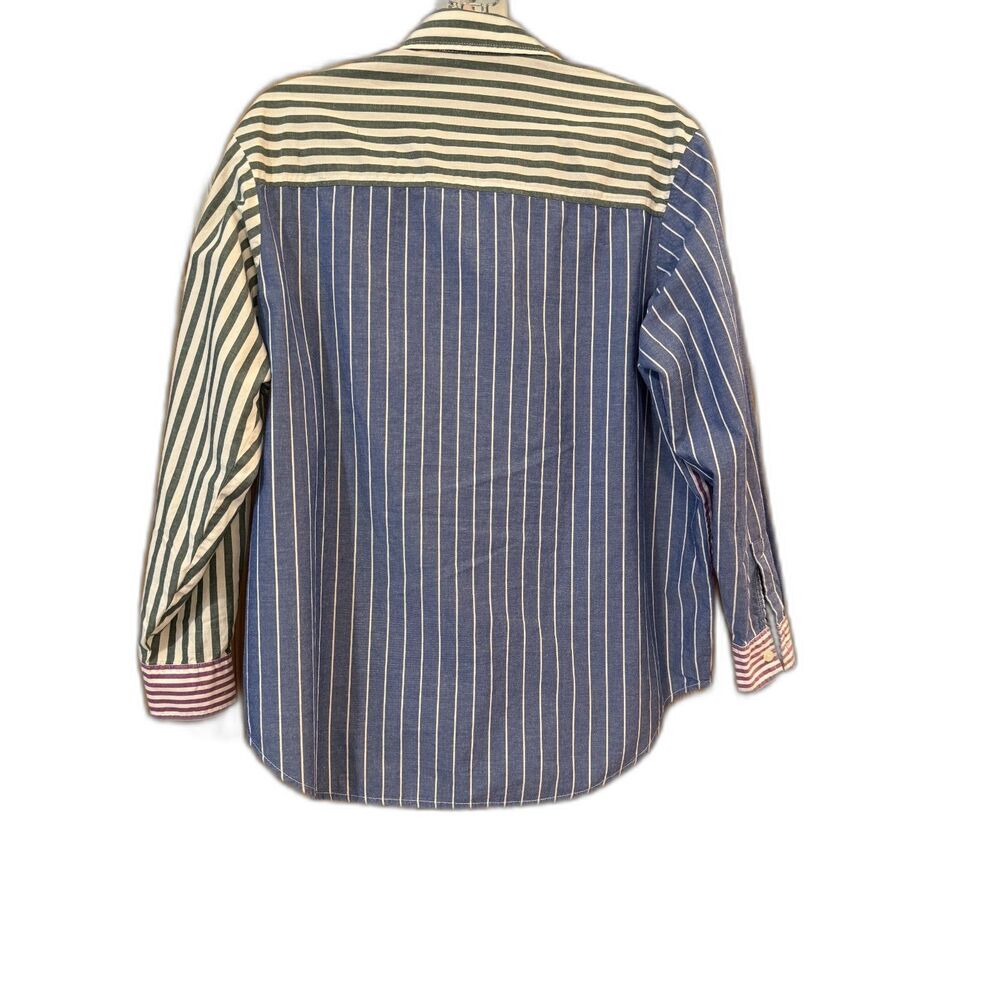 Gap Big Shirt Color Block Striped Button Down Mixed Stripe Preppy Cotton small - Picture 2 of 5